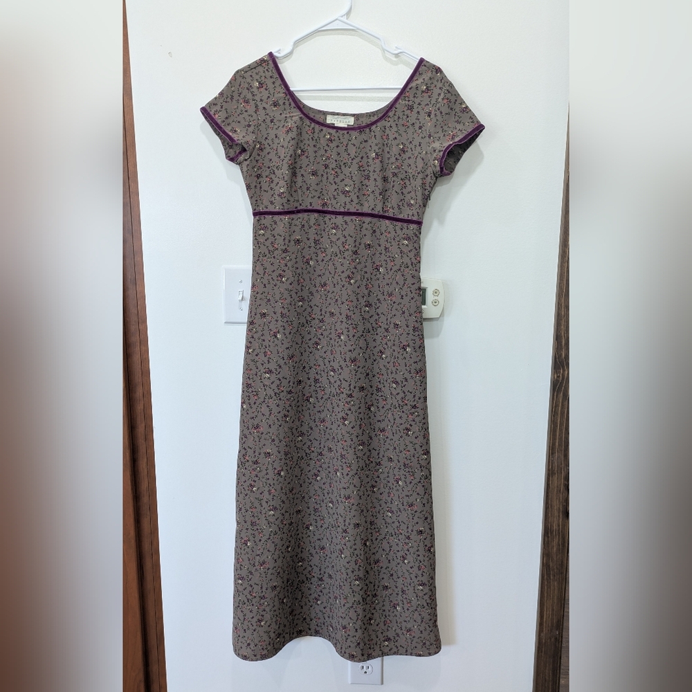 Vintage Express Empire Waist Dress Size 3/4 Long Pride & Prejudice Floral Easter